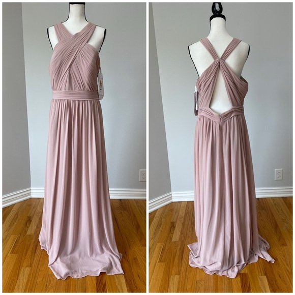 Hayley Paige Occasions Chiffon Gown size 16 Dusty Rose  5760 New with tags - Picture 1 of 16